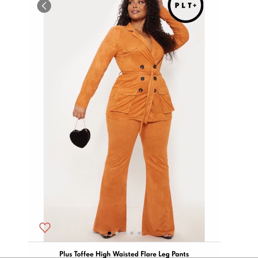 Plus Toffee High Waisted Flare Leg Pants